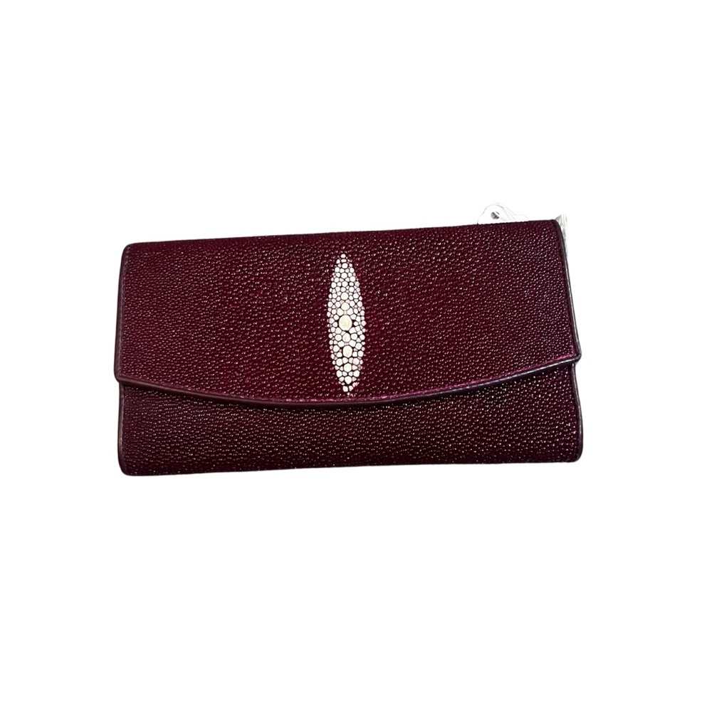 Genuine Stingray Red Oxblood Thai Trifold Wallet Clutch